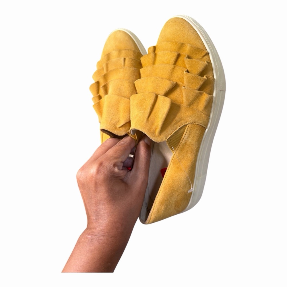 Seychelles Quake Mustard Yellow Suede Ruffle Slip On Platform Sneakers Women's 6 - Picture 10 of 10